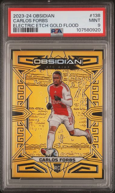 2023 PANINI OBSIDIAN #138 CARLOS FORBS ELECTRIC ETCH GOLD FLOOD /10 PSA 9