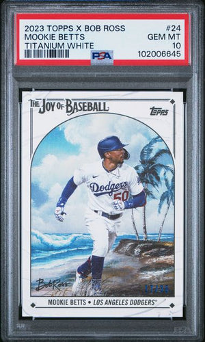 2023 TOPPS X BOB ROSS THE JOY OF BASEBALL MOOKIE BETTS TITANIUM WHITE PSA 10
