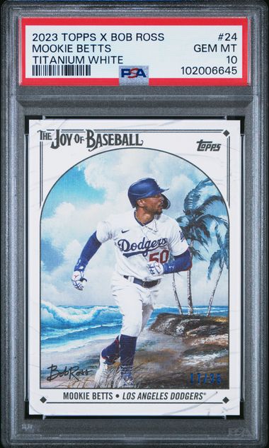 2023 TOPPS X BOB ROSS THE JOY OF BASEBALL MOOKIE BETTS TITANIUM WHITE PSA 10