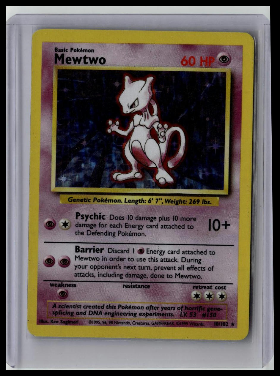 1999 Base Set Mewtwo Holo Rare Vintage #010/102