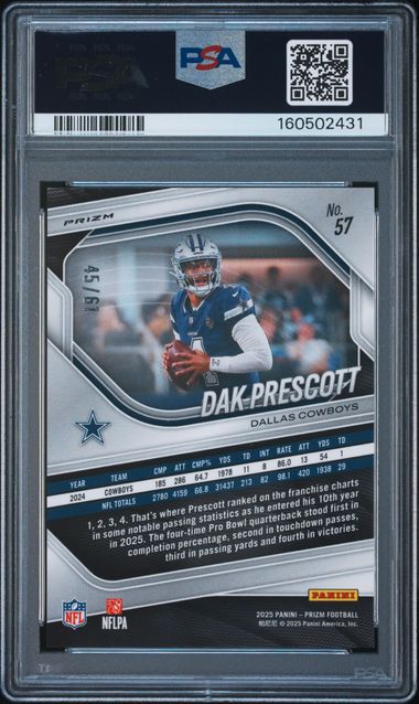 2025 PANINI PRIZM #57 DAK PRESCOTT KANGAROO PRIZM PSA 10