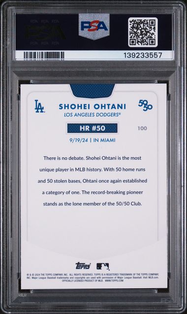 2024 TOPPS 50/50 SHOHEI OHTANI #100 SHOHEI OHTANI PSA 9