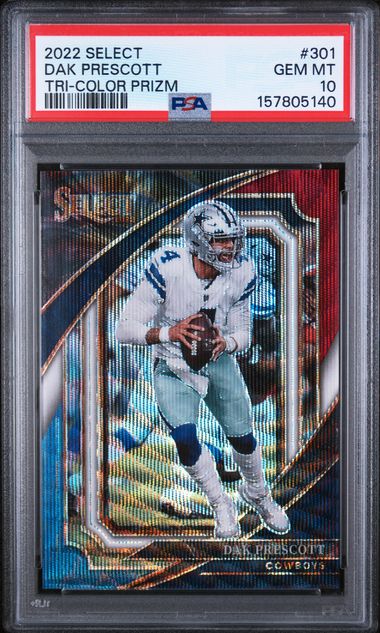 2022 PANINI SELECT #301 DAK PRESCOTT TRI-COLOR PRIZM /149 PSA 10