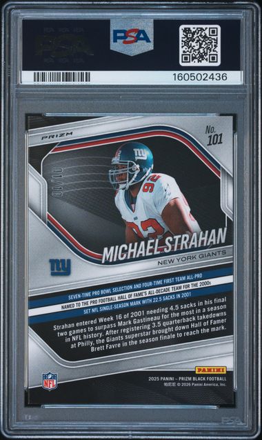2025 PANINI PRIZM BLACK #101 MICHAEL STRAHAN GOLD PRIZM /10 PSA 10