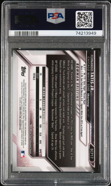 2016 BOWMAN PROSPECTS #BCP17 FERNANDO TATIS JR. CHROME 1st PSA 10