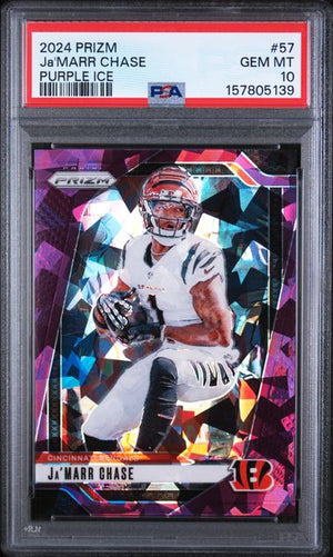 2024 PANINI PRIZM #57 Ja'MARR CHASE PURPLE ICE PSA 10