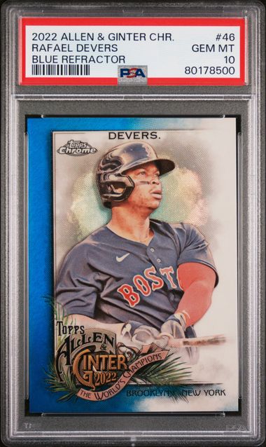 2022 Allen & Ginter Chrome Rafael Devers Blue Refractor /150 PSA 10