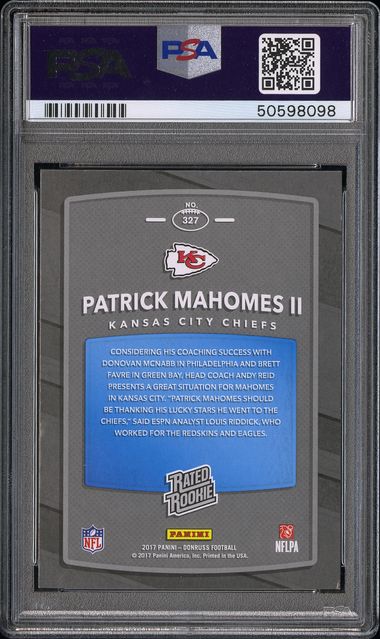 2017 PANINI DONRUSS #327 PATRICK MAHOMES II PSA 7