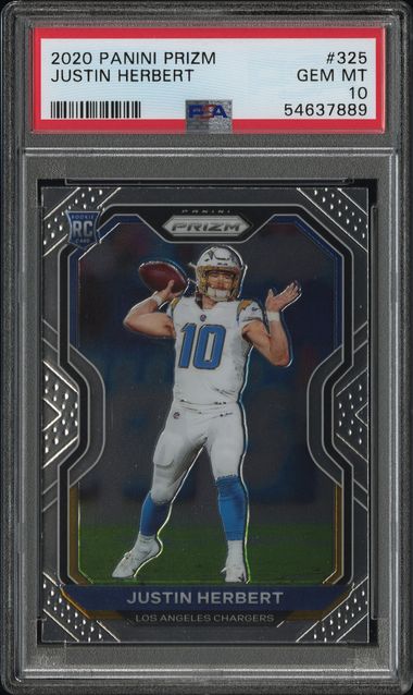 2020 PANINI PRIZM #325 JUSTIN HERBERT PSA 10