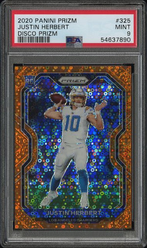 2020 PANINI PRIZM #325 JUSTIN HERBERT DISCO PRIZM PSA 9