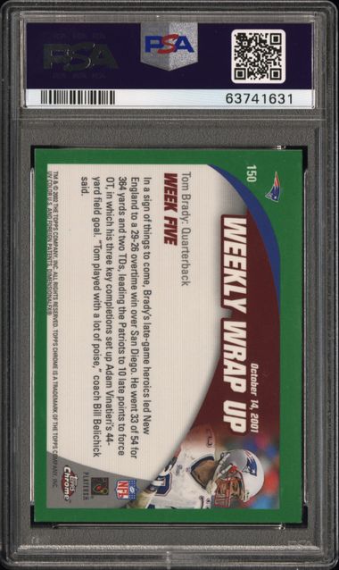 2002 Topps Chrome #150 Tom Brady New England Patriots PSA 9