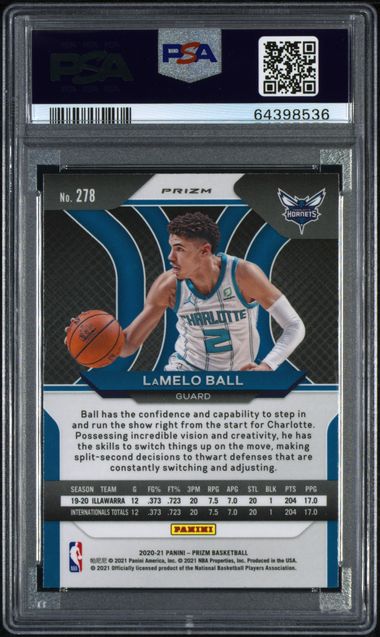 2020 PANINI PRIZM #278 LaMELO BALL GOLD WAVE PRIZM PSA 9