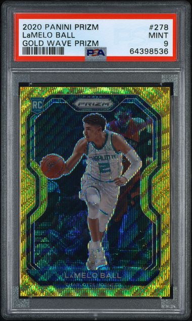 2020 PANINI PRIZM #278 LaMELO BALL GOLD WAVE PRIZM PSA 9