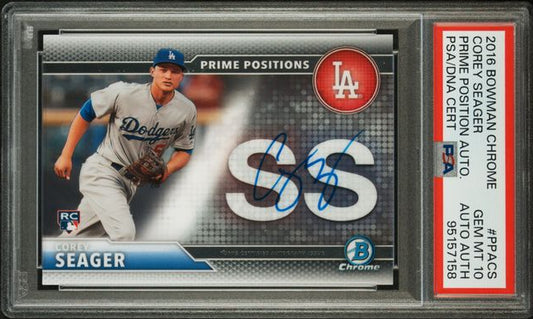 2016 Bowman Chrome Corey Seager Prime Positions On Card Auto /250 PSA 10