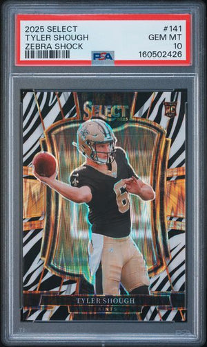 2025 PANINI SELECT #141 TYLER SHOUGH ZEBRA SHOCK PSA 10