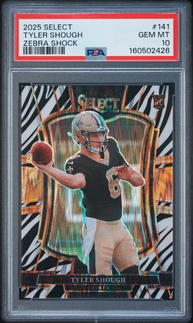 2025 PANINI SELECT #141 TYLER SHOUGH ZEBRA SHOCK PSA 10