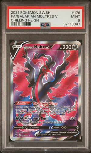 2021 POKEMON SWORD & SHIELD CHILLING REIGN #176 FA/GALARIAN MOLTRES V PSA 9