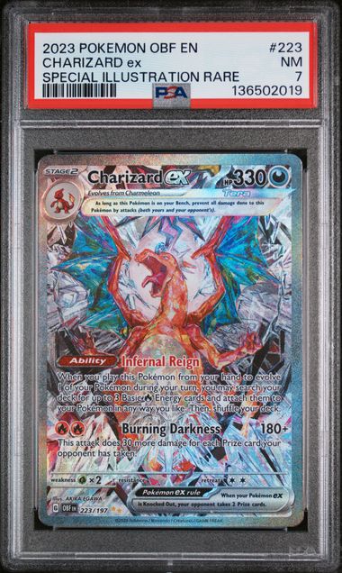 2023 POKEMON OBF EN-OBSIDIAN FLAMES #223 CHARIZARD ex SPECIAL ILLUSTRATION RARE PSA 7