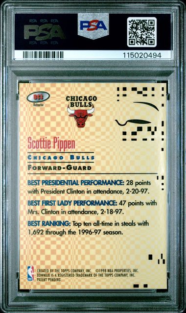 1997 BOWMAN'S BEST BEST CUTS #BC3 SCOTTIE PIPPEN REFRACTOR PSA 9