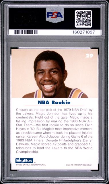 1992 SKYBOX USA BASKETBALL #29 MAGIC JOHNSON USA BASKETBALL PSA 6