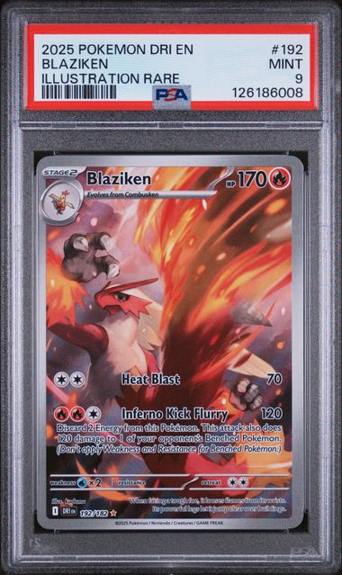Pokémon TCG Blaziken Destined Rivals Illustration Rare Card 192/182 PSA 9