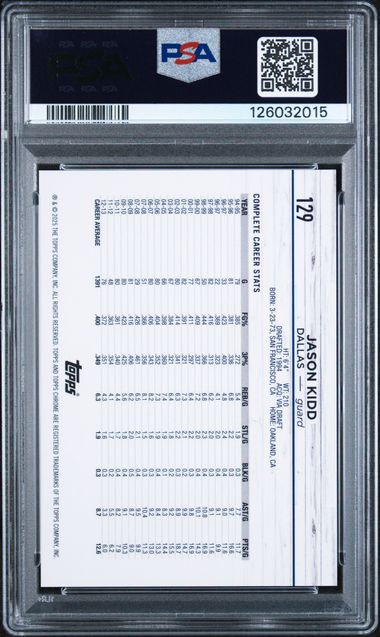 2024-25 TOPPS CHROME JASON KIDD WHITE GEOMETRIC REFRACTOR /10 PSA 10