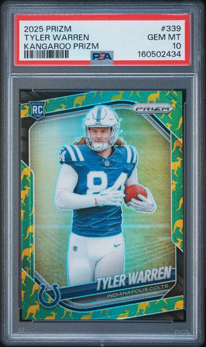 2025 PANINI PRIZM #339 TYLER WARREN KANGAROO PRIZM ROOKIE /61 PSA 10