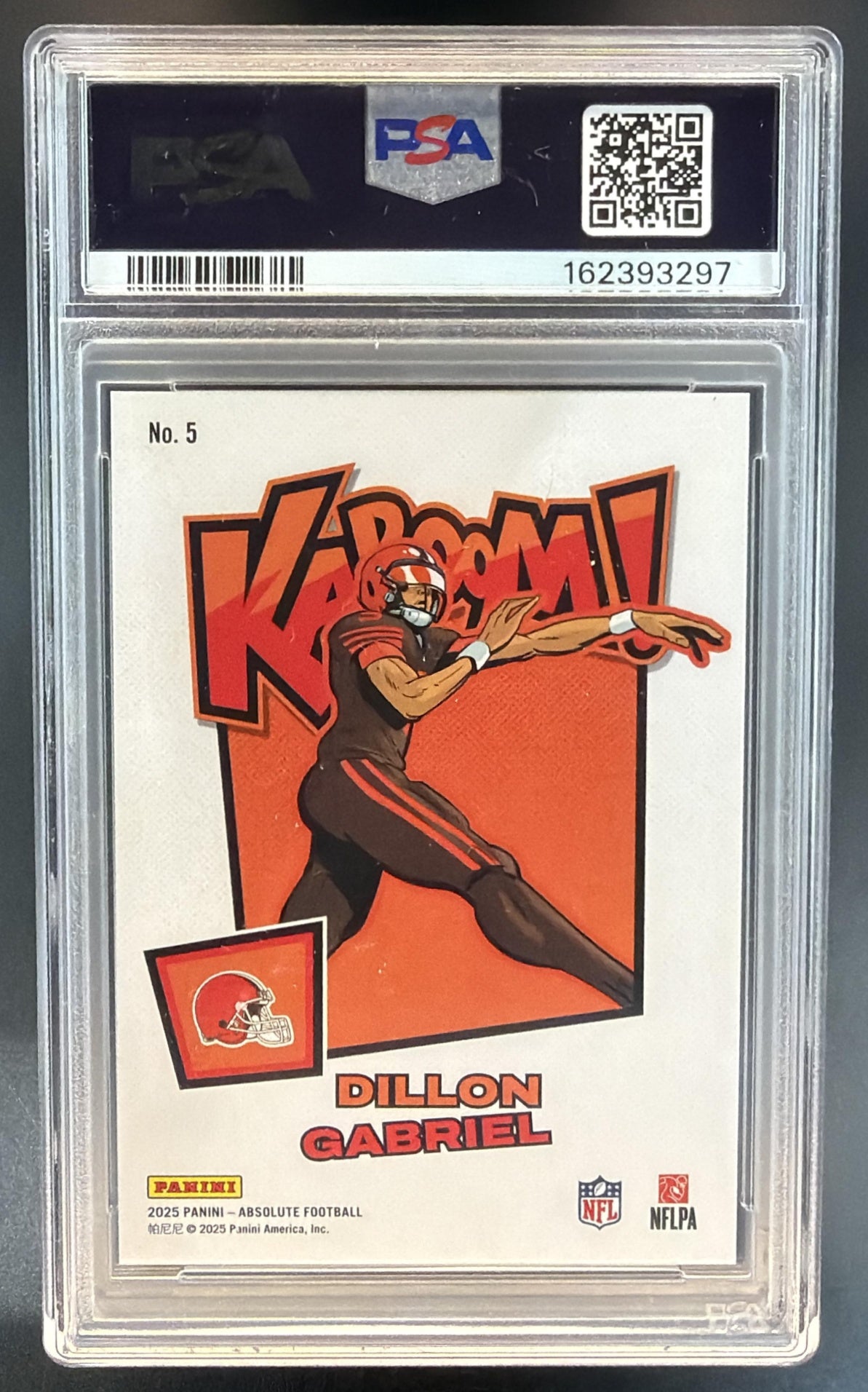 2025 Panini Absolute Dillon Gabriel #5 Kaboom - Horizontal Browns PSA 10 — back