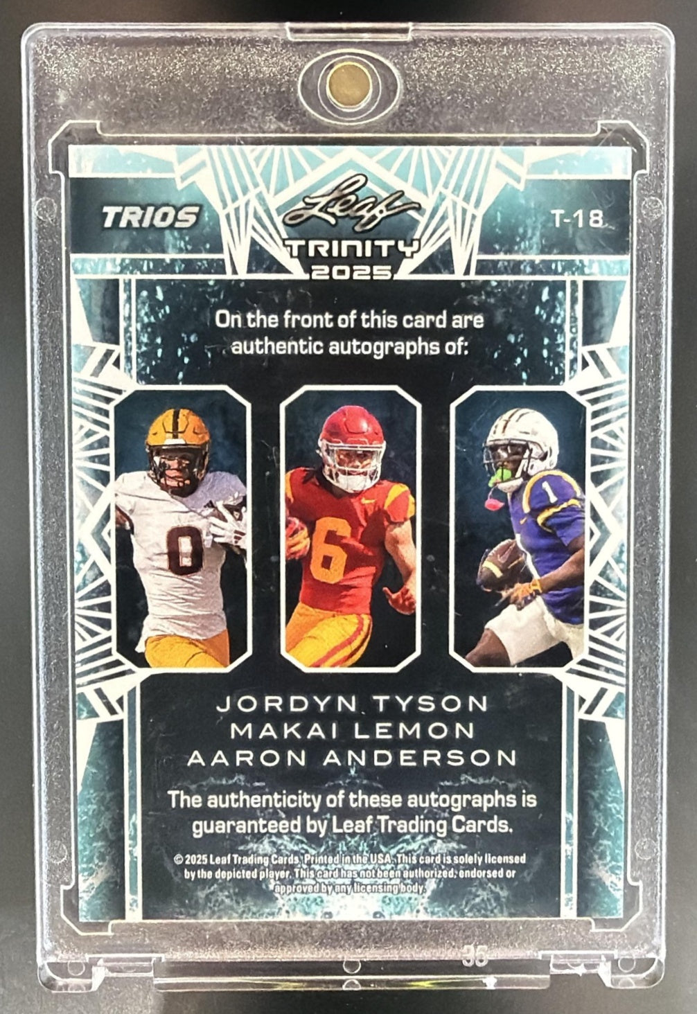 2025 Leaf Trinity- Jordyn Tyson Makai Lemon Aaron Anderson Trios Auto Bronze /35 — back