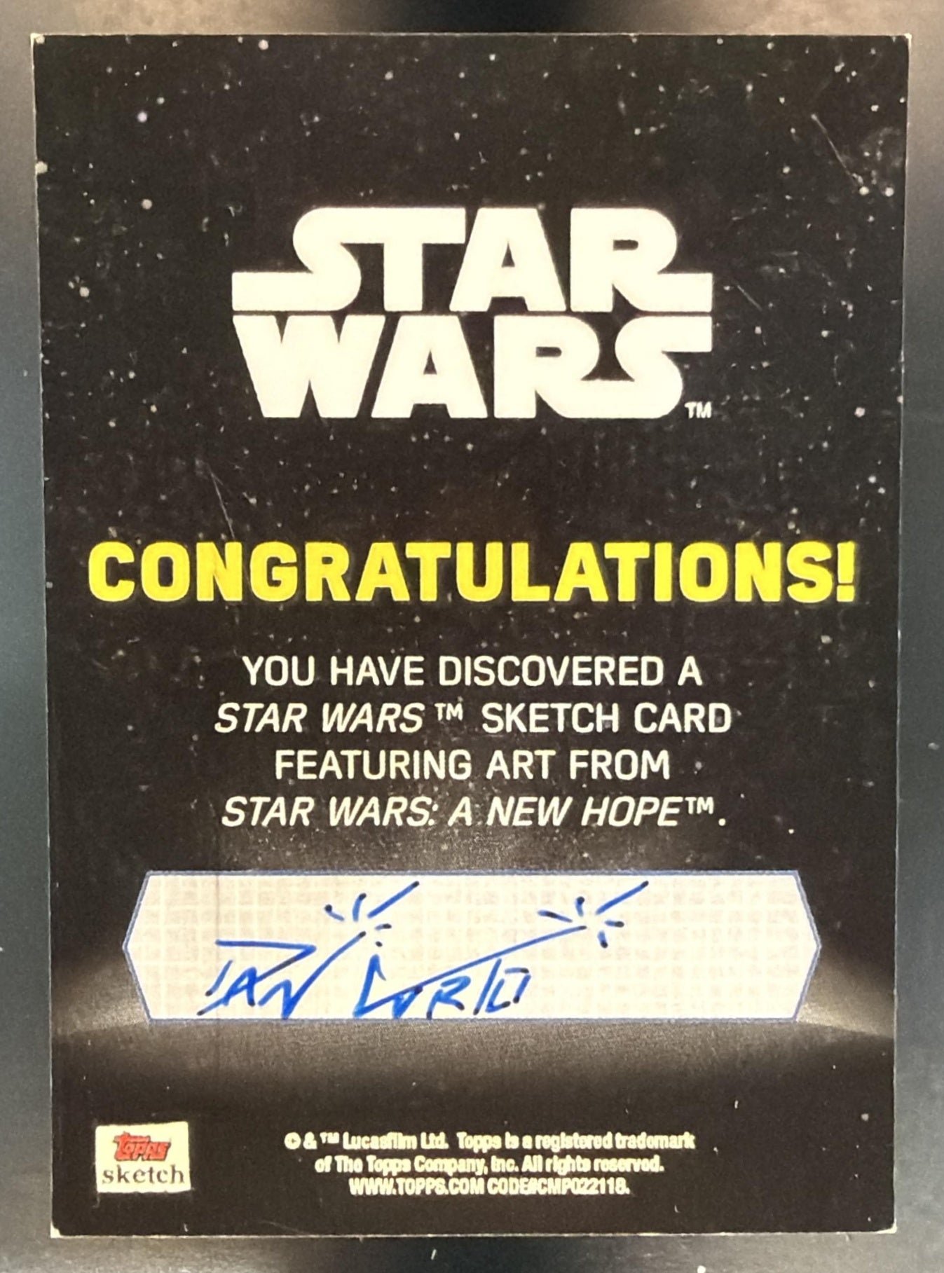 2025 Topps Star Wars Sketch Card 1/1 — back