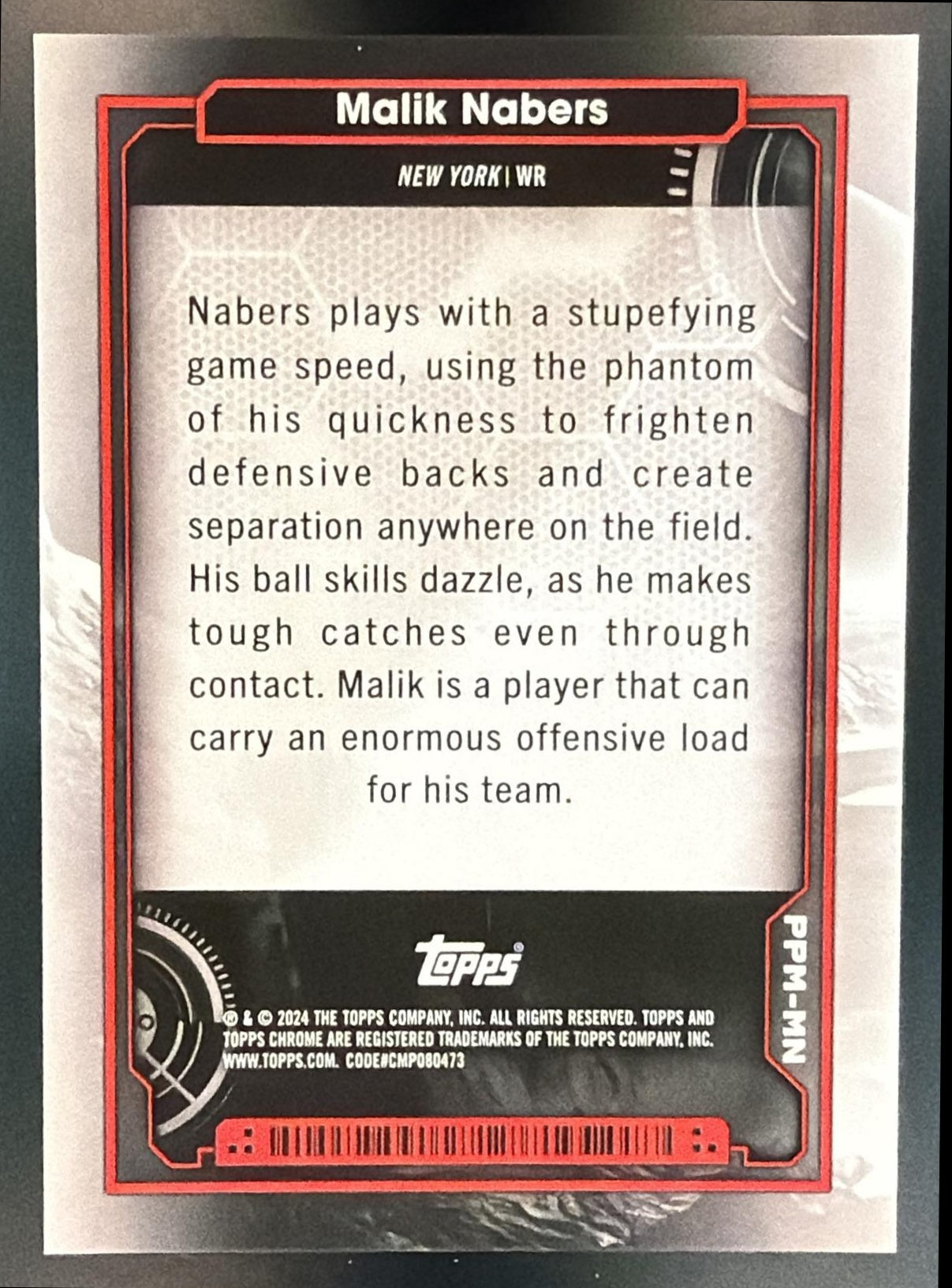 2024 Topps Cosmic Chrome Malik Nabers #PPM-MN Planetary Pursuit Mercury RC — back