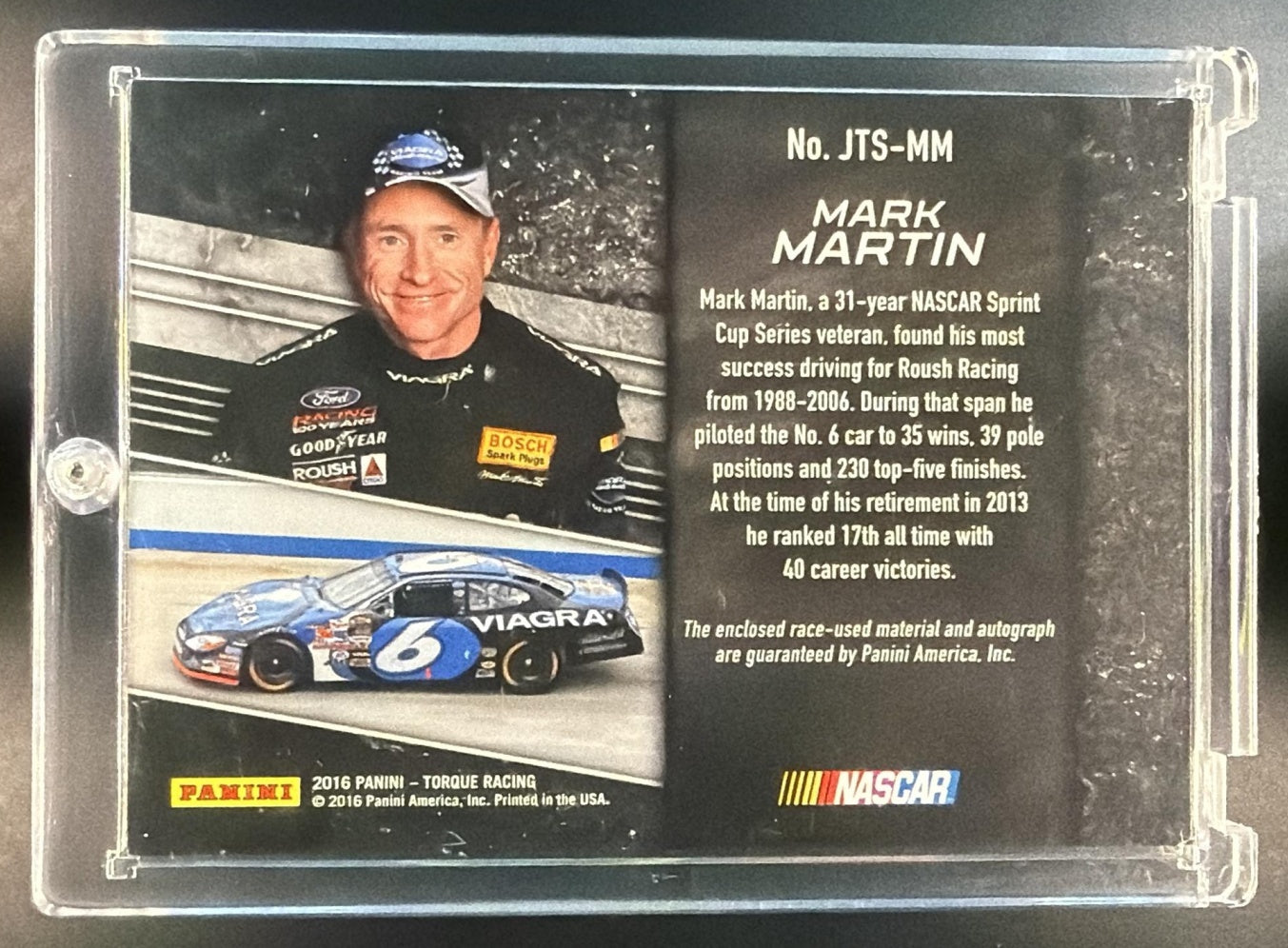 2016 Panini Torque Mark Martin #JTS-MM Jumbo Tire Signatures /125 Auto