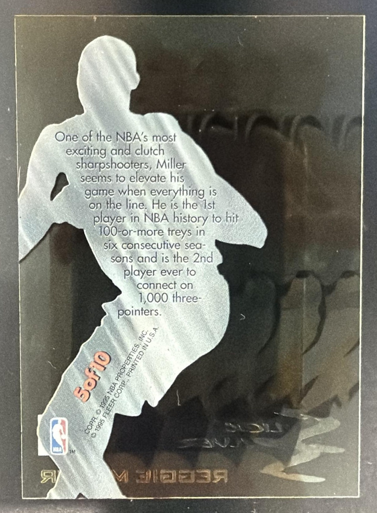 1995-96 Fleer Metal Reggie Miller #5 Slick Silver Pacers — back