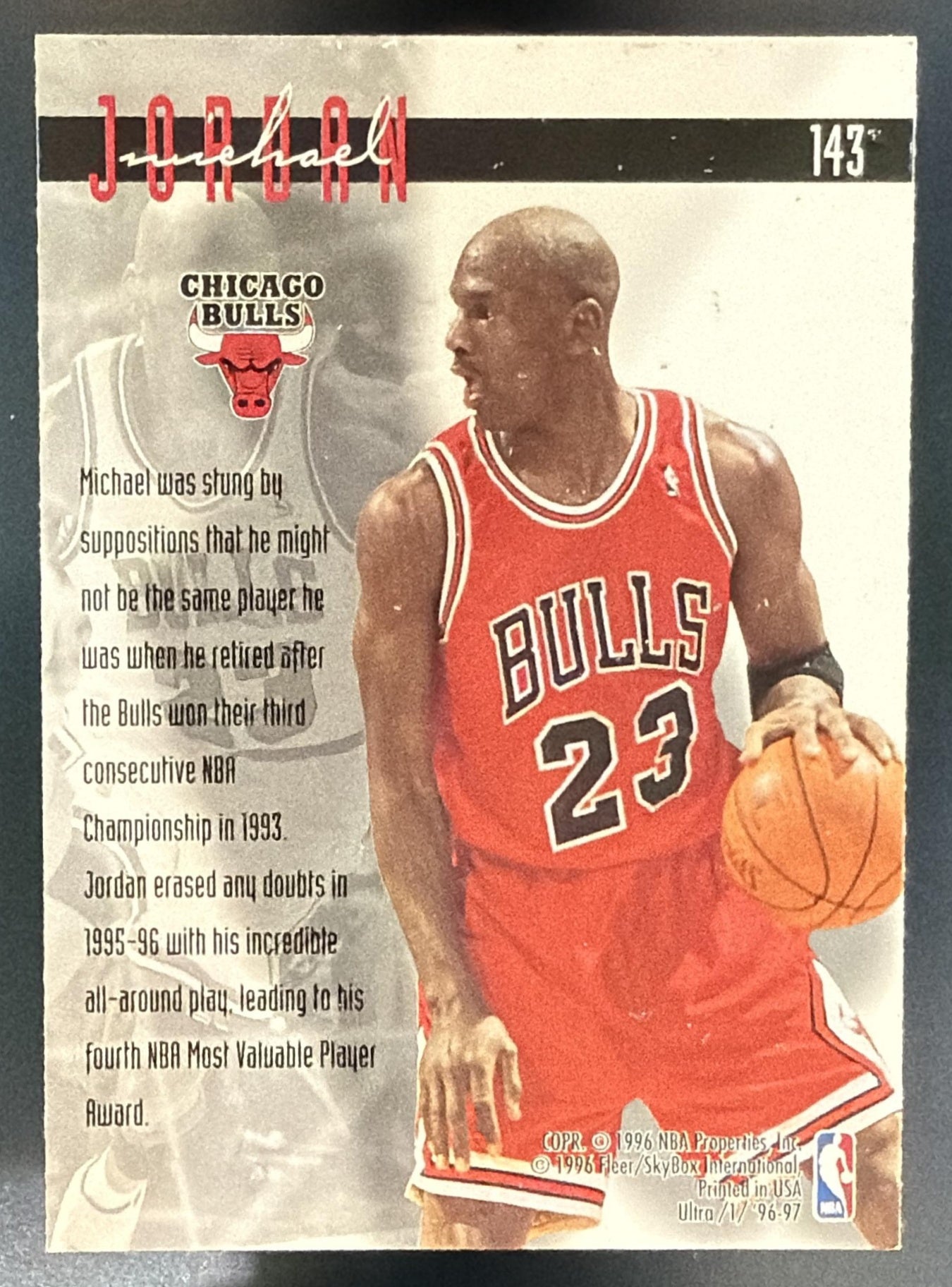 1996-97 Fleer Ultra Michael Jordan #143 Bulls — back