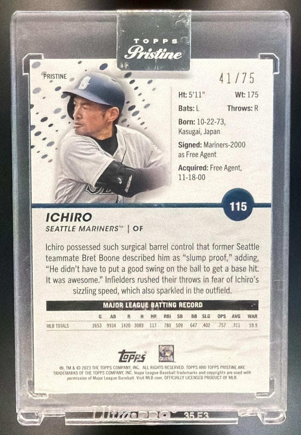 2023 Topps Pristine Ichiro #115 Blue 41/75 Mariners