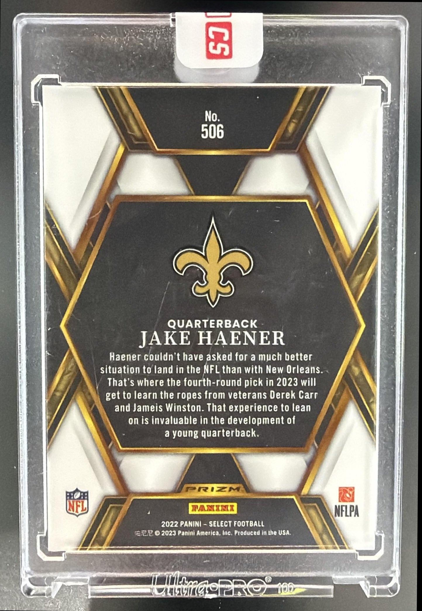 2022 Panini Select Jake Haener #506 RC XRC Saints — back