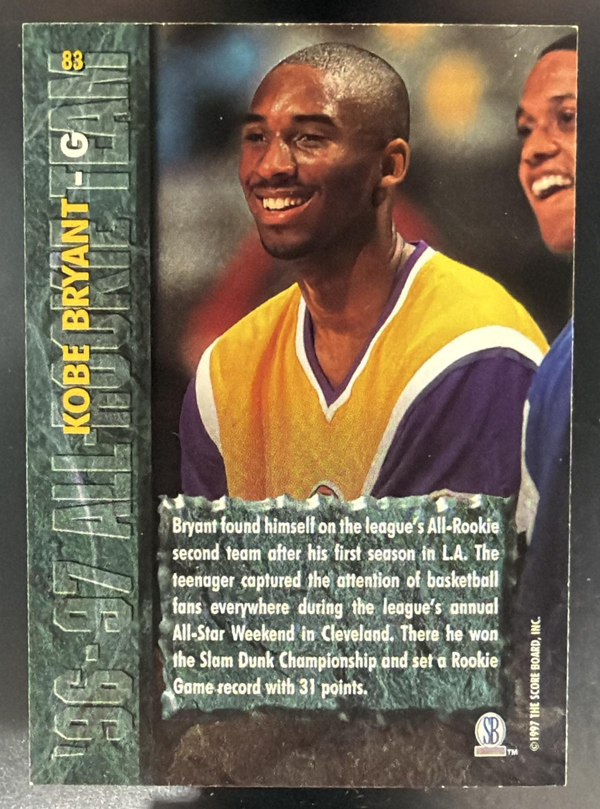 1997-98 Score Board Rookies Kobe Bryant #83 Lakers — back