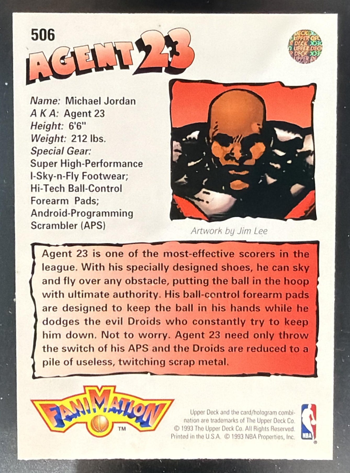 1992-93 Upper Deck Michael Jordan #506 Fanimation Bulls — back