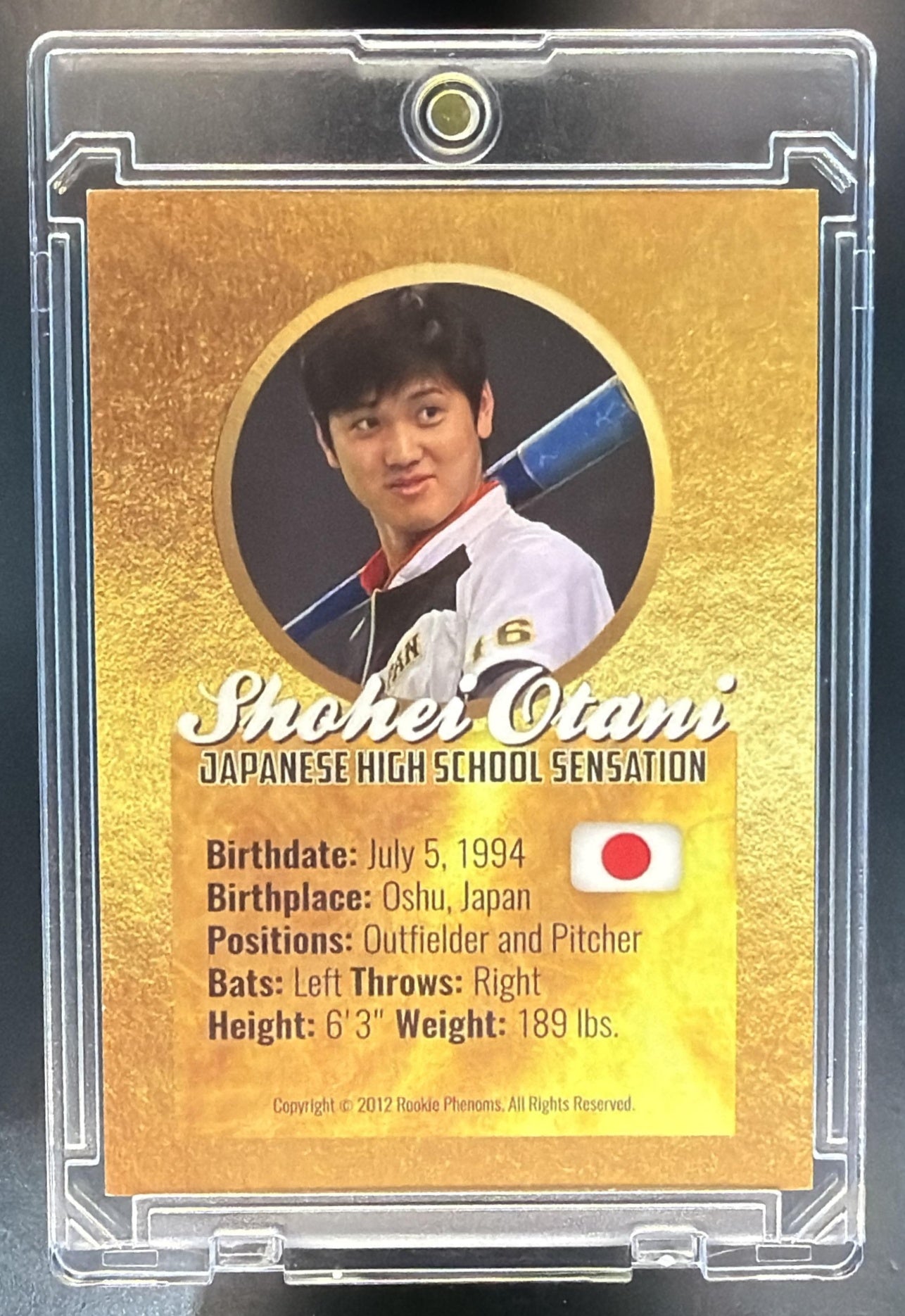 2012 Rookie Phenoms Shohei Ohtani RC High School — back