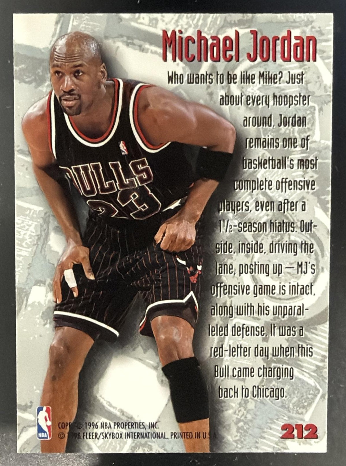 1995-96 Fleer Metal Michael Jordan #212 Bulls — back