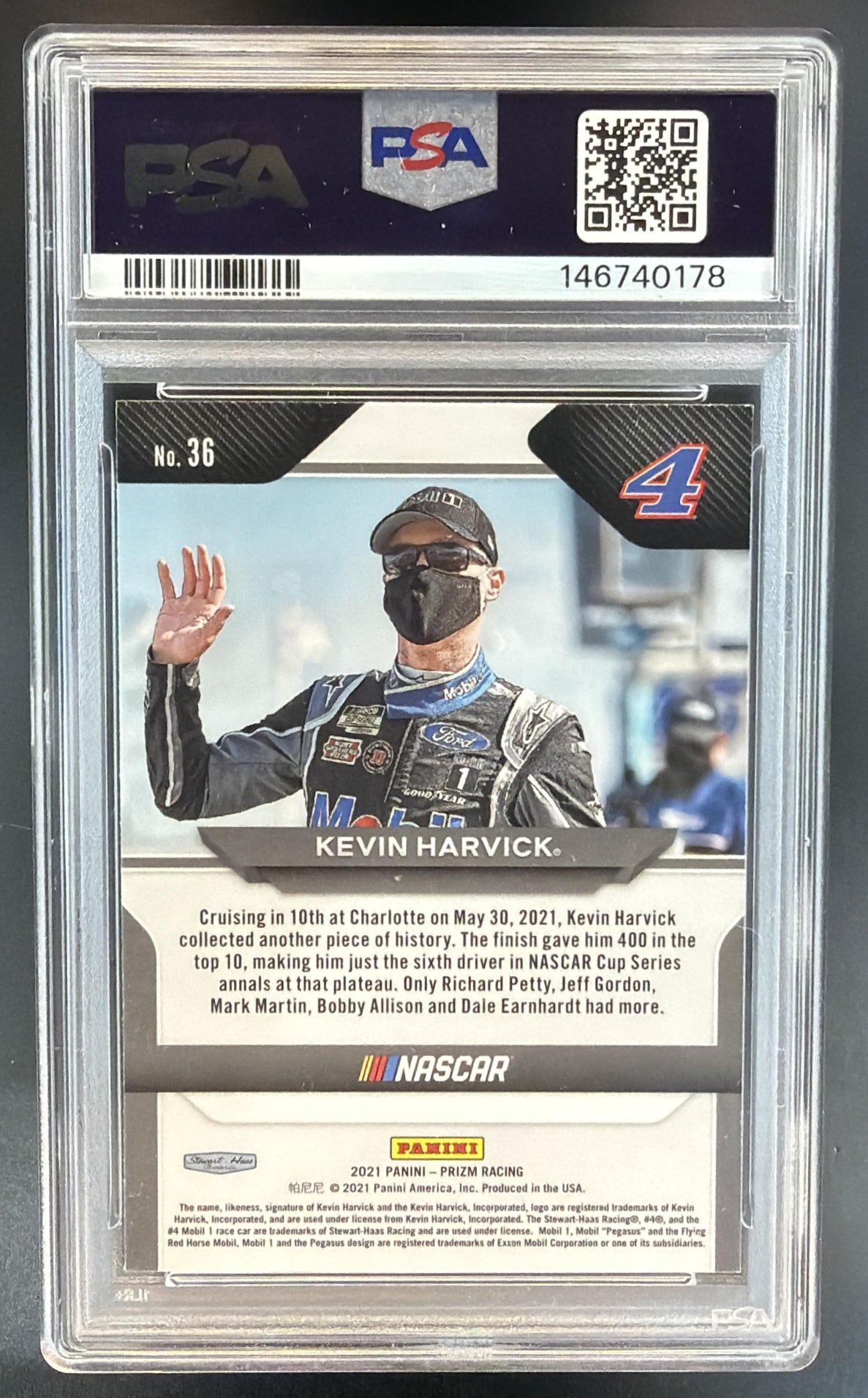 2021 Panini Prizm Kevin Harvick #36 PSA 10 — back