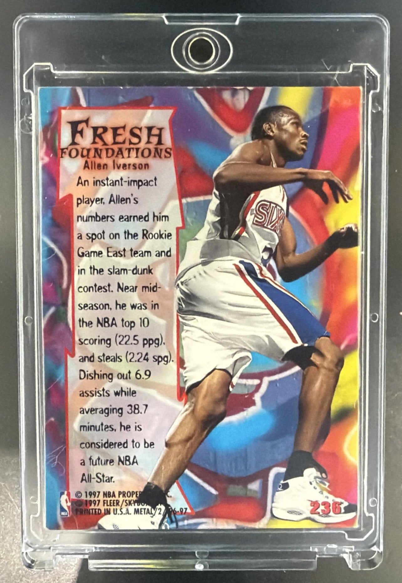 1996 Skybox Metal Allen Iverson #236 76ers — back