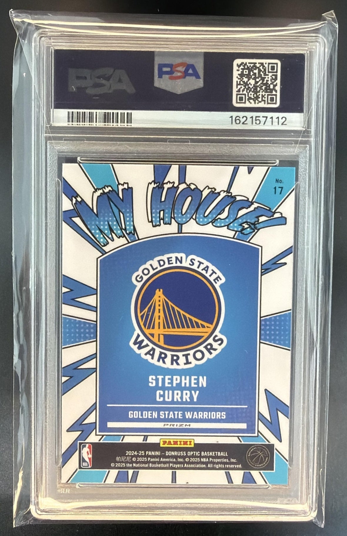 2024-25 Panini Donruss Optic Stephen Curry #17 My House Purple Warriors PSA 10 — back