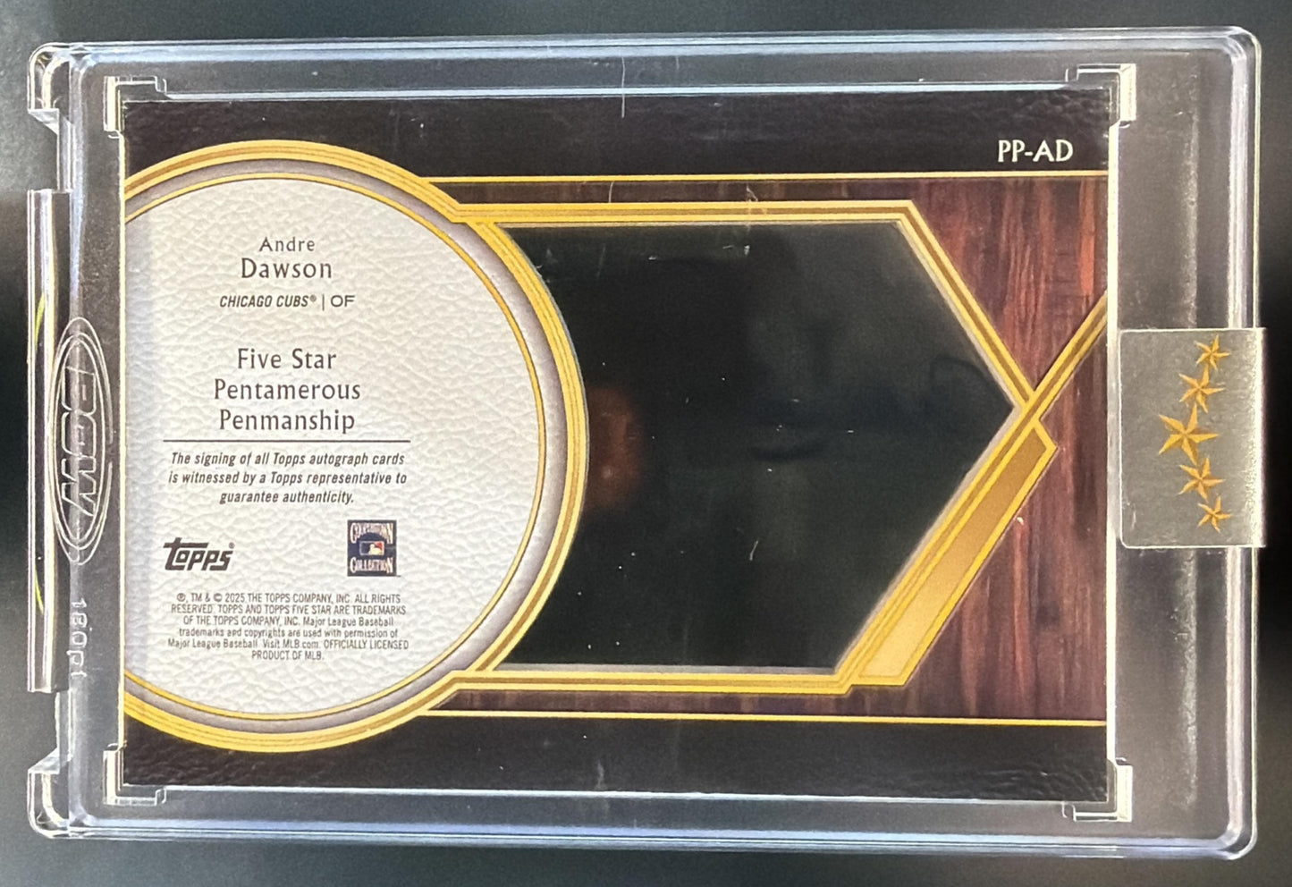 2025 Topps Five Star Andre Dawson #PP-AD Pentamerous Penmanship Blue /15 Auto — back