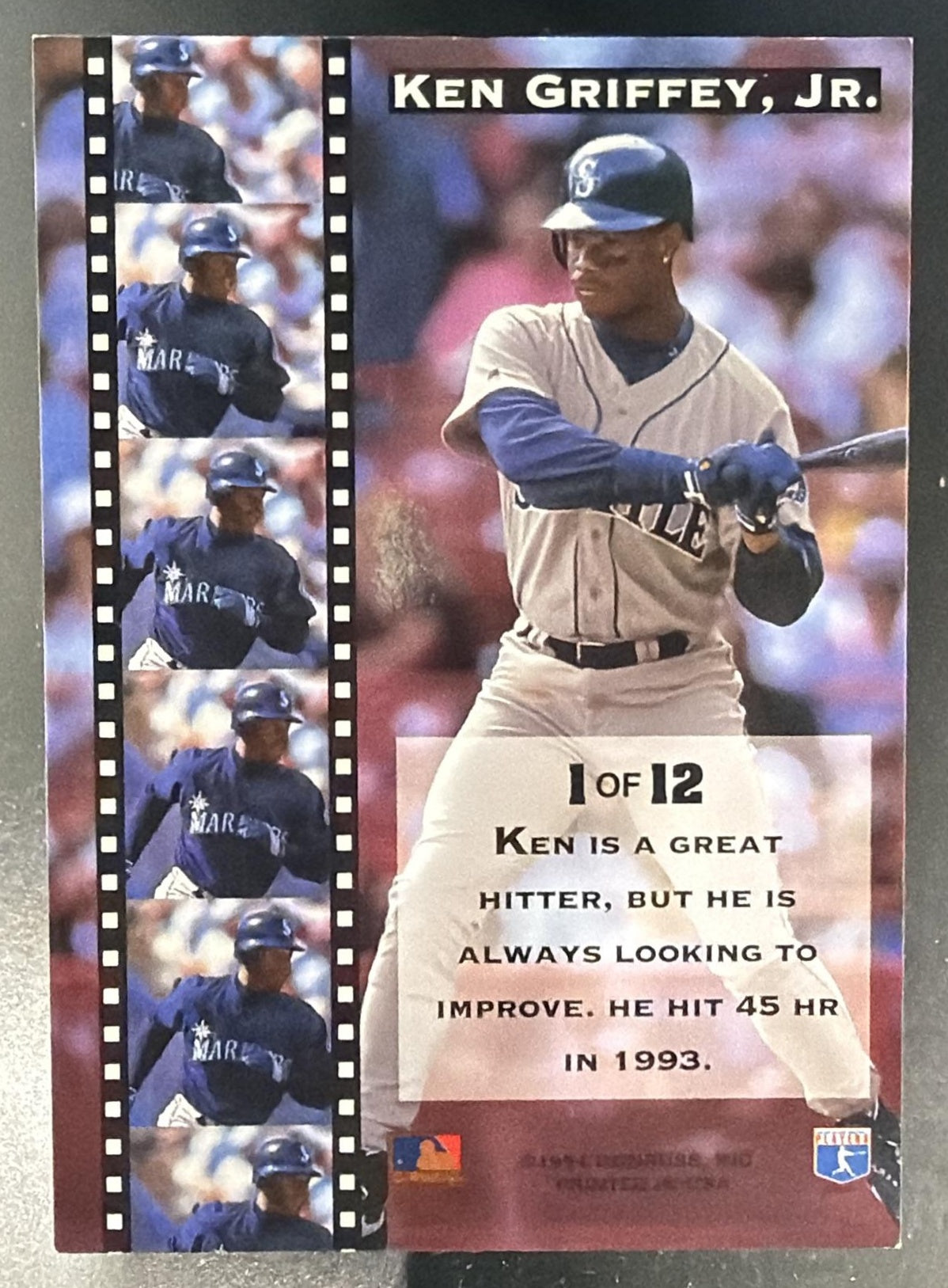1994 Leaf Ken Griffey, Jr. #1 Gamers Mariners — back