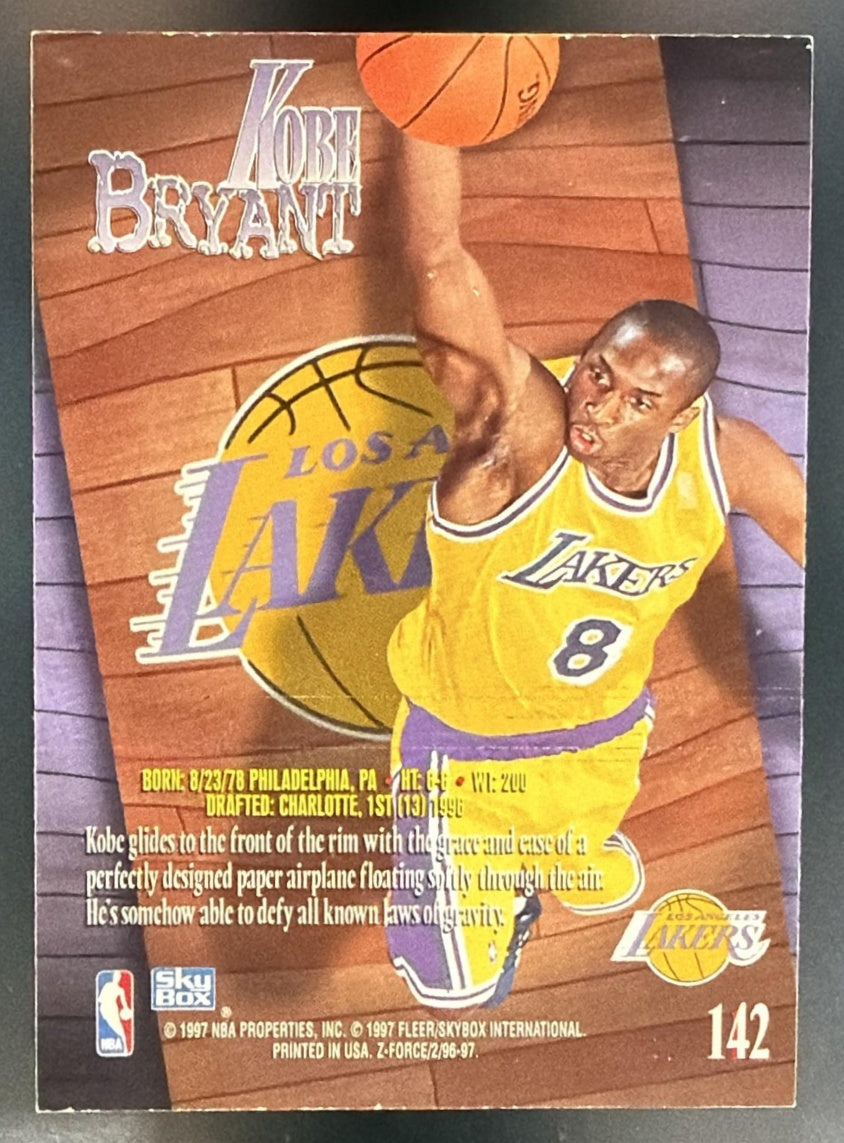 1996-97 Skybox Z-Force Kobe Bryant #142 RC Lakers — back