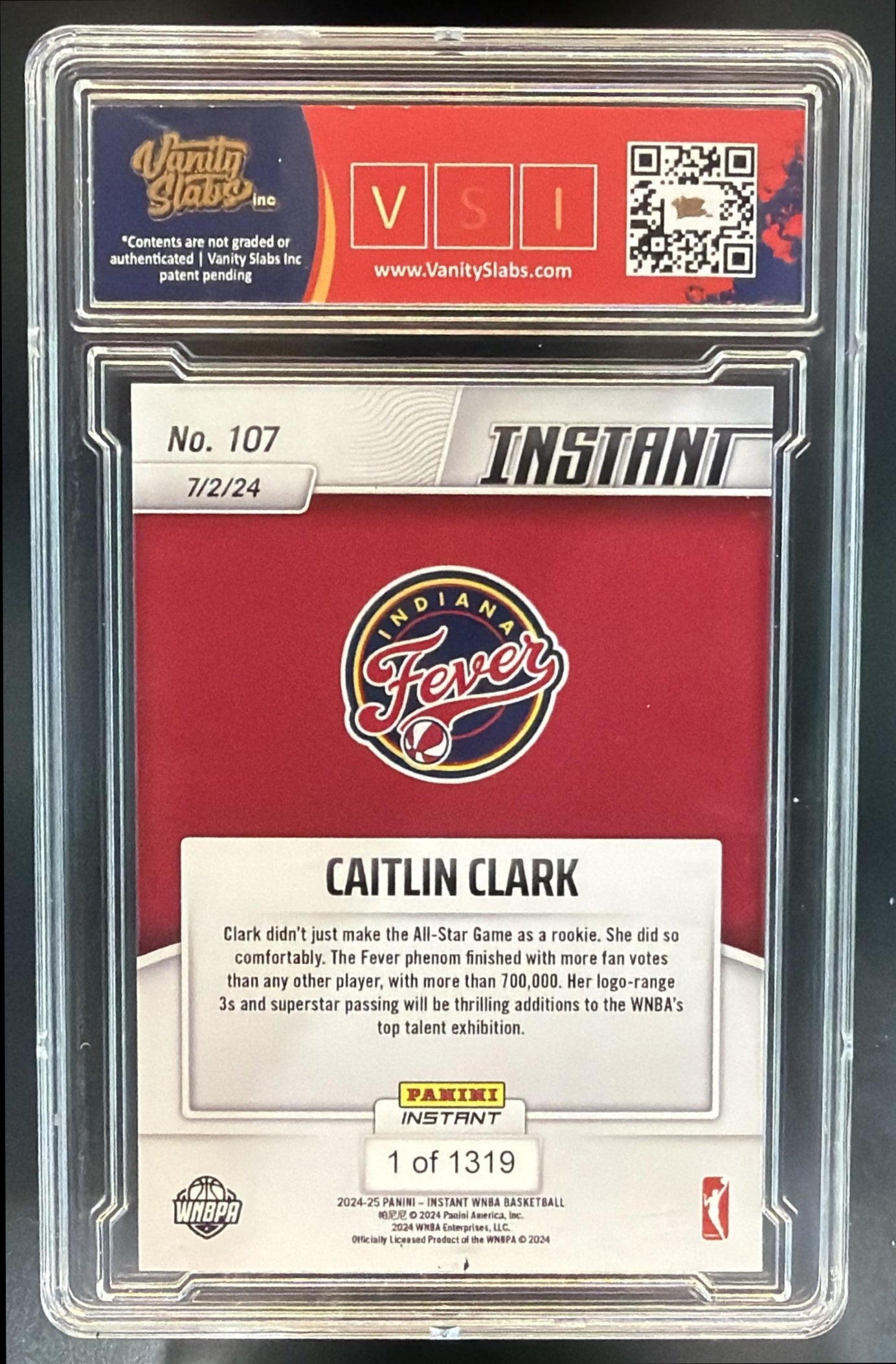 2024-25 Panini Instant WNBA Caitlin Clark #107 RC Fever — back