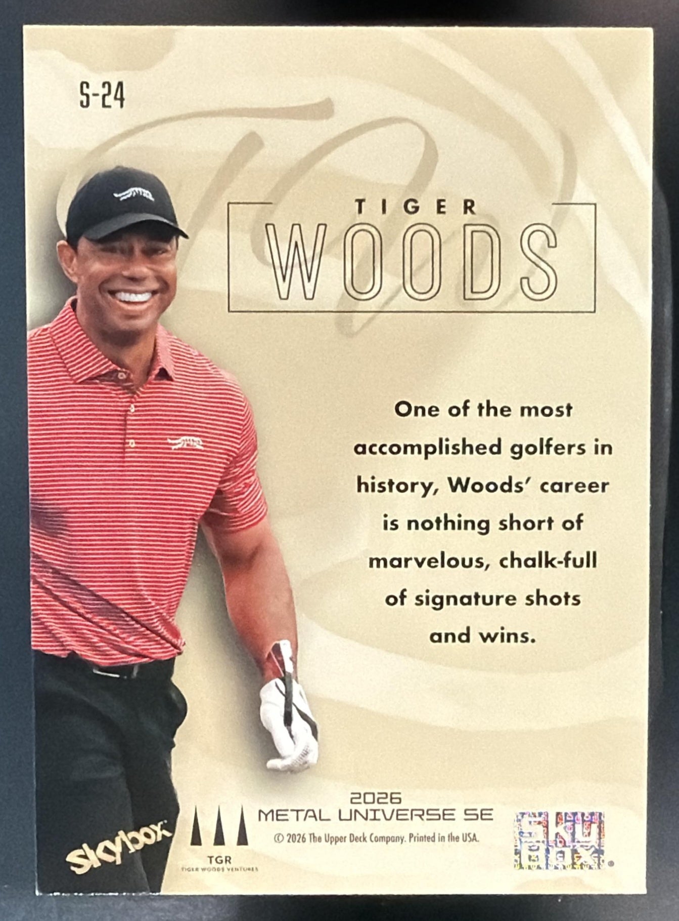 2026 Skybox Metal Universe SE Tiger Woods #S-24 Premium — back