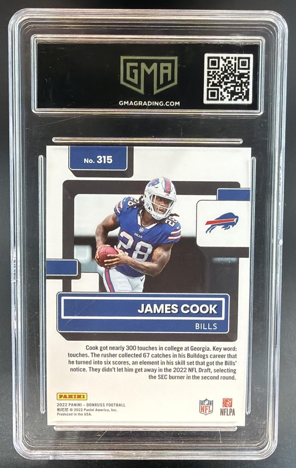 2022 Panini Donruss James Cook #315 Premium Press Proof RC Rated Rookie Bills — back
