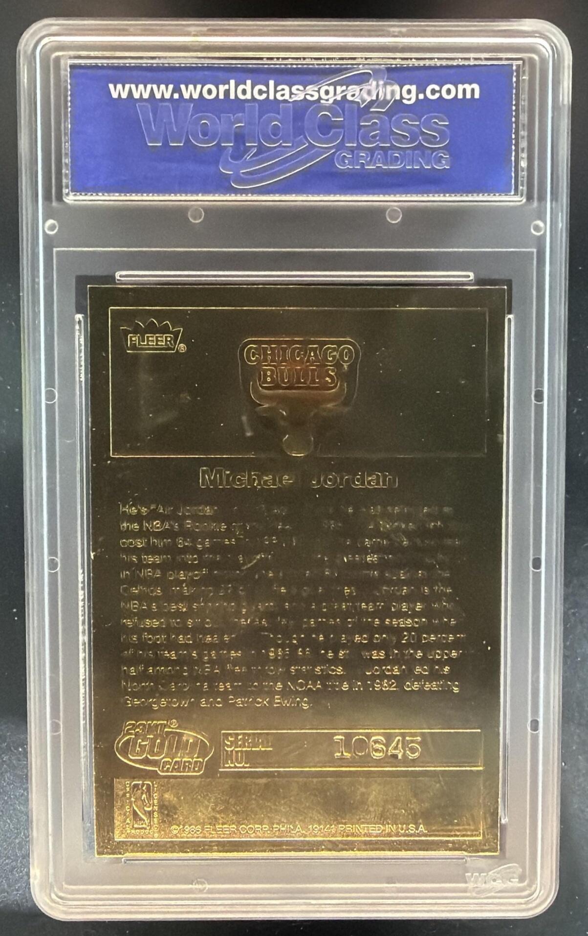 1997 Fleer 23KT Gold Michael Jordan Rookie Sticker /10000 — back
